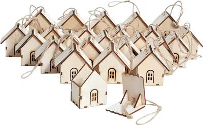 Produktbild von VBS Anhänger "Häuschen", 24 Stück Sperrholz, 6,5x4,2x6cm
