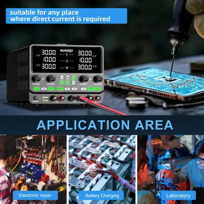 Obrázok produktu pre Programovateľný laboratórny zdroj napájania DC – dvojkanálový, 2 × 30 V, 5 A, nastaviteľný – nastaviteľné napätie a prúd – možnosť sériového a paralelného zapojenia – ochrana proti prepätiu (OVP) a ochrana proti preťaženiu (OCP)