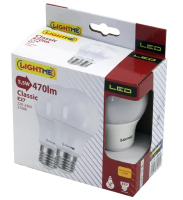 Produktbild von 2 x LightMe LED Leuchtmittel Birnenform 5,5W = 40W E27 opal 470lm warmweiß 2700K