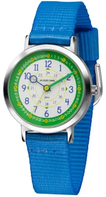 Produktbild von JACQUES FAREL Kinder-Armbanduhr Analog Quarz Jungen Textilband KOP 03 blau