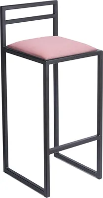 Image de Chaise de bar noire 95 cm avec dossier - chaise de bar en métal avec assise rembourrée - style industriel loft - rose
