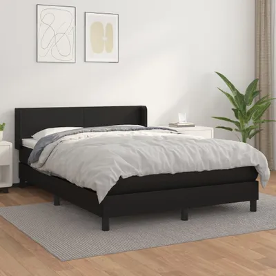 Produktbild von The Living Store Boxspringbett mit Matratze Schwarz 140x200 cm Kunstleder