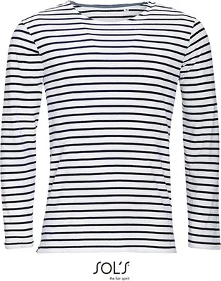 Immagine prodotto di SOLs 01402 | Maglietta a righe a maniche lunghe da uomo - Colore: Bianco/Navy - Taglia: 3XL