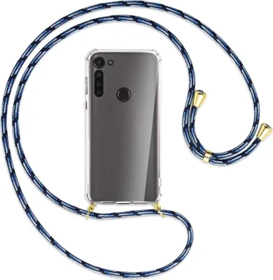 Produktbild von Handykette Backcover-Schutzhülle mit Band (Metall goldfarben) für Motorola Moto G8 - Blautöne