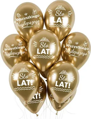Produktbild von Latex-Geburtstagsballons Gold Chrom Happy Birthday, 30 cm, 10 Stück.