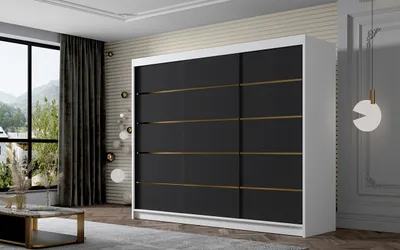 Obrázek produktu pro Šatní skříň MILINA - 250 cm, bílá / černá