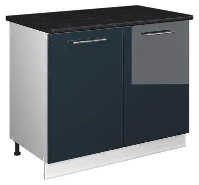 Produktbild von Spülenunterschrank Vicco Fame-Line Dunkelblau Hochglanz/Weiß 100 cm, AP Anthrazit, Model 61914