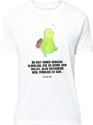Produktbild von Mr. & Mrs. Panda Größe XL T-Shirt Schildkröte Pfeifen - Weiß - Geschenk, Lebensfreude, Tshirt, Depression, mit Spruch, Shirt, Schildkröten
