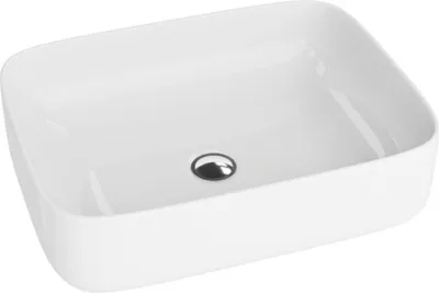 Produktbild von LAVITA Aufsatzwaschtisch Galera| Aufsatzwaschbecken Rechteckig | Waschbecken Ohne Überlauf und Hahnloch | Aus hochwertigem Porzellan | Waschtisch | 50,5x40x14 cm | Weiß Glanz