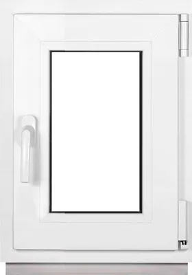 A white framed window with a clear glass pane, shown from the front.
