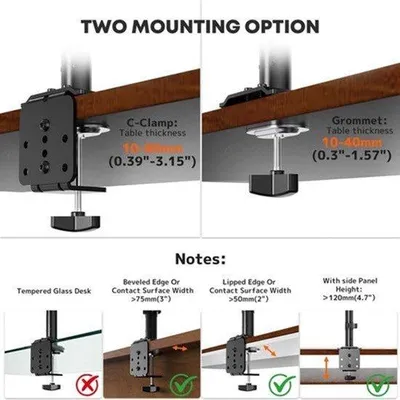 Zdjęcie produktu dla Uchwyt na monitory dla dwóch monitorów, montowany na biurko - dla monitorów o przekątnej 17-40 cali - możliwość regulacji kąta nachylenia i obrotu - standard VESA 75/100 mm - ergonomiczny ramion monitora