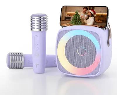 Immagine prodotto di Macchina per karaoke microfono karaoke - Bluetooth 5.0 - AUX e scheda TF - Viola