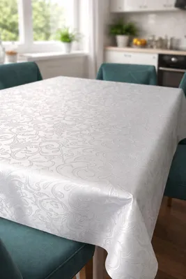 Produktbild von Tischtuch Premium Damast mit Fleckschutz Ranke weiß - 140 x 260 cm