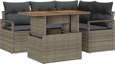 Immagine prodotto di vidaXL Set di divani da giardino con portaoggetti 5 pezzi in Poly Rattan Grigio