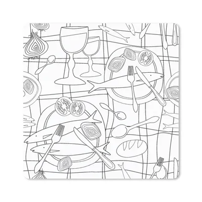 Produktbild von MuchoWow® Mauspad Mousepad Fische - Muster - Schwarz und Weiß 20x20 cm - Mousepads - Maus Mat - Pad - Mausunterlage - Desk Mat - Bureauartikeln