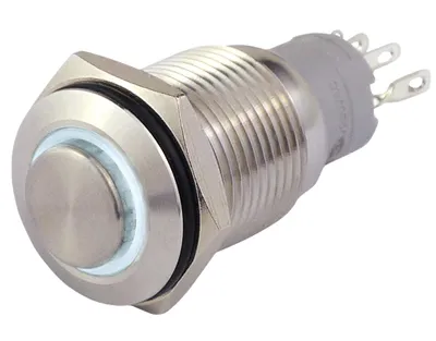 Produktbild von Vollmetallschalter mit Ringbeleuchtung weiß 16mm-Ø 250V 3A Lötanschluss