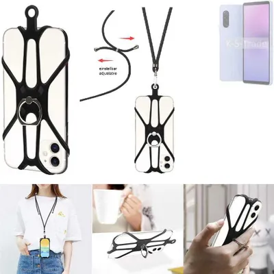 Produktbild von K-S-Trade 3in1 Handykette Handyband Handykordel Halsband Smartphone-Ring Handy-Ring kompatibel mit Sony Xperia 10 V Fingerhalterung Handyring