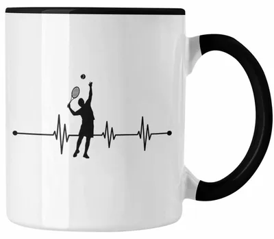 Produktbild von Tennis Tasse Geschenk für Tennisspieler mit Spruch Herzschlag für Männer Frauen Tennis-Trainer Coach (Schwarz)