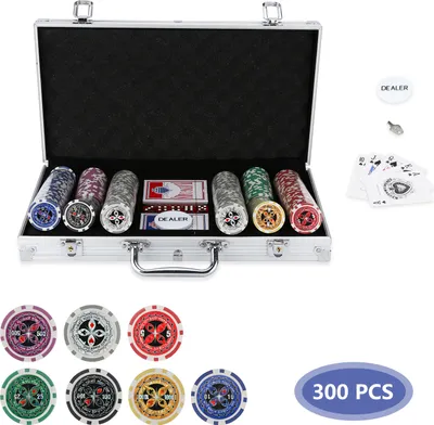 Produktbild von karpal Pokerchips 300 Chips Alu-Gehaeuse Pokerset Pokerkoffer Tischauflage Spielmatte