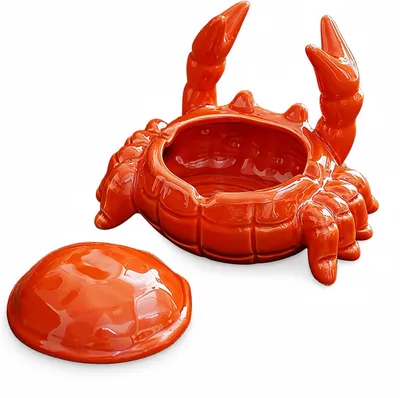 Immagine prodotto di Posacenere con coperchio, in Vetroceramica, a forma di granchio, resistente al vento, adatto per interni ed esterni