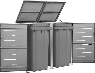 Produktbild von Möbel Mülltonnenbox für 2 Tonnen 138x77,5x115 cm Edelstahl - Mülltonnenboxen &37211