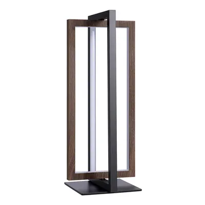 Zdjęcie produktu dla Lampa stołowa LED EDISHINE, lampka nocna z regulacją jasności dotykową, 3 temperatury barwowe, nowoczesna lampa biurkowa, czarna z ciemnym orzechem