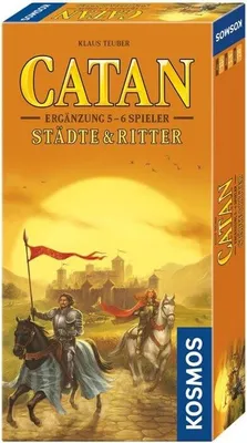 The image shows the box of the board game expansion 'Catan: Cities & Knights' for 5-6 players.