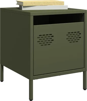 Image de Maison Exclusive - Table de chevet vert olive 35x39x43,5 cm acier