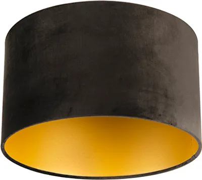 Produktbild von Samt Lampenschirm schwarz 35/35/20 mit goldener Innenseite