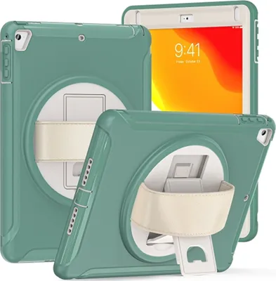 Produktbild von Tasche für iPad Air 2/Air 1/Pro 9.7" Gepanzert mit Drehständer Grün