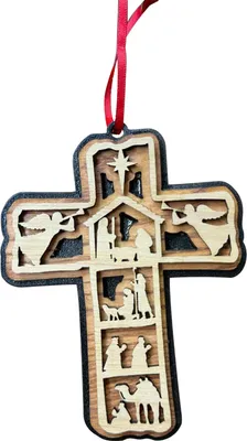 Produktbild von Krippenszenen-Ornamente, handgefertigt, christlicher Holzanhänger, religiöse Weihnachtsbaum-Hängedekorationen für die Inneneinrichtung