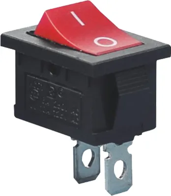 Produktbild von Mini Wippenschalter 2 Kontakt 1 Polig rote Wippe 250V 6A 125V 10A Kippschalter