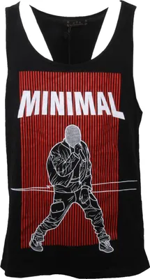 Produktbild von C0639 schwarz/rot/weißes T-shirt ärmelloses Herrenhemd MINIMAL