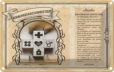Produktbild von vianmo Blechschild 12x18 cm Krankenschwester Beruf Arbeit