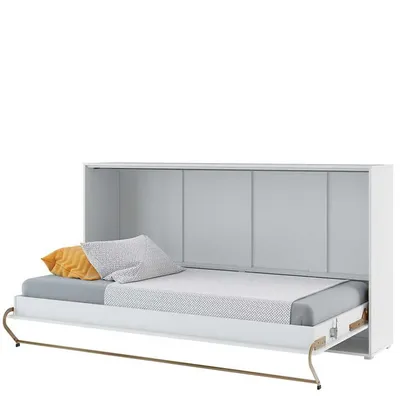 Image de Lit escamotable mural, modèle Concept Pro CP-06, horizontal, dimensions 90x200 cm, pour chambre à coucher, finition blanche mate