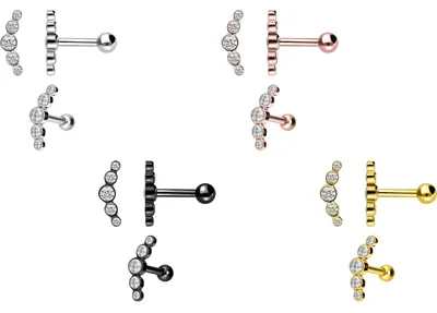 Produktbild von Ohrpiercing Chirurgenstahl Ohrpiercing 5 KRISTALLE RoséGold Designgröße: 3 x 10mm
