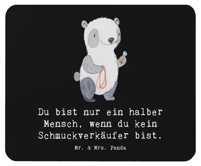 Produktbild von Mr. & Mrs. Panda Mauspad Schmuckverkäufer Herz - Schwarz - Geschenk, Mousepad, pc, Spruch, Ausbildung, Juwelier, mousematte, Schmied, Mouse Pad