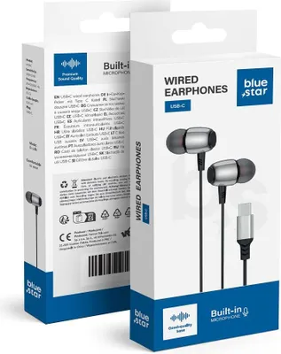 Zdjęcie produktu dla Przewodowe słuchawki douszne USB C (DAC) Blue Star M09C 1,2 m czarne
