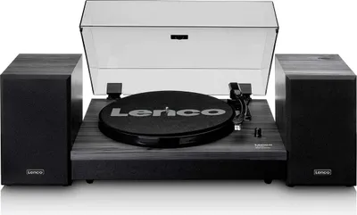 Produktbild von Lenco LS-300BK - Bluetooth® Plattenspieler mit zwei externen Lautsprechern und 2 x 10 Watt RMS - Schwartz