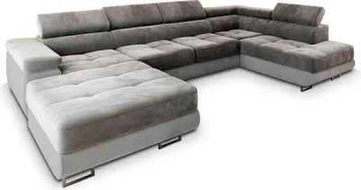 Produktbild von Masseno Ecksofa CASONE R-S mit Schlaffunktion U-Form, Sofa mit Bettkasten, Wohnzimmersofa, Couch, Soffa, Bettsofa, Couchgarnitur- Grau, MONOLITH 85 + MONOLITH 84