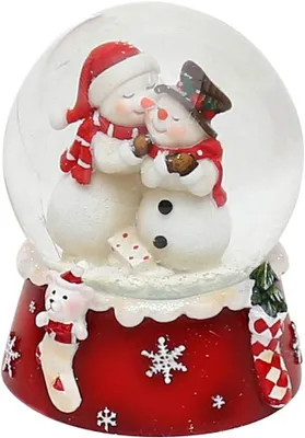 Produktbild von Schneekugel, Schneemann Duo, rot weiß, Maße H/B/Ø Kugel: ca. 8,5 x 7 cm/Ø 6,5 cm.