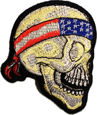 Produktbild von Usa Totenkopf Biker Skelett - Aufnäher, Bügelbild, Aufbügler, Applikationen, Patches, Flicken, Zum Aufbügeln, Größe: 7.0 x 8.1 cm
