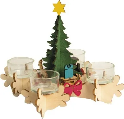 Produktbild von Drechslerei Kuhnert Bastelset Adventskranz mit Weihnachtsbaum - Maße ca.  ca. 21 x 21 x 17 cm - 10133