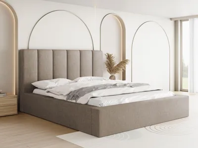 Produktbild von Polsterbett Amira 160x200 cm mit Bettkasten, Samt/Boucle, gestepptes Kopfteil