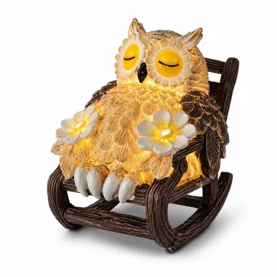 Produktbild von Solar Eulenfigur Garten Deko mit LED Licht, wasserdichte Mini Eulen Statue für Balkon, Terrasse & Außenbereich