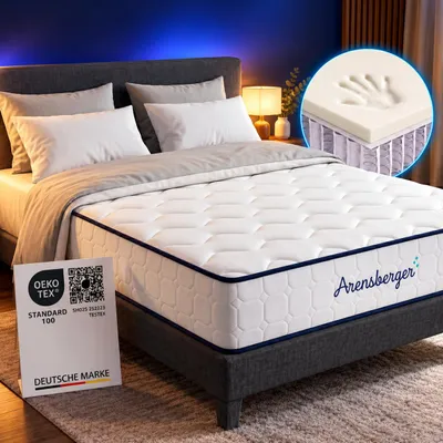Produktbild von Arensberger LENA SPORT Taschenfederkernmatratze 140 x 200 cm | 21cm Sportmatratze H3 | Memoryschaum & Kaltschaum | Ergonomisch