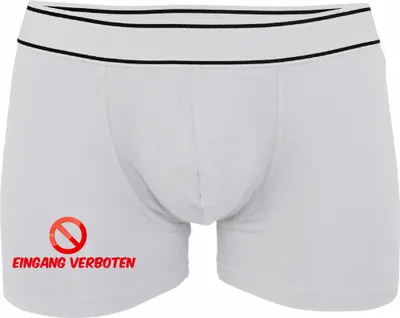Produktbild von Boxershorts - Mann - Boxer-0008-man-white-v-S - weiß - S - vorn - Eingang verboten - Verkehrszeichen - lustiges Motiv - Spruch - Unterwäsche - Unterhose - Freizeit - lustig