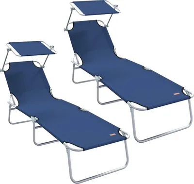 Produktbild von Sonnenliege 2 pcs Blau 58 x 188 x 77cm Polyester