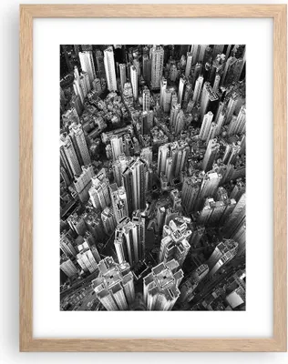 Produktbild von Gerahmtes Poster - Rahmen in heller Eiche - Wolkenkratzer mit Berge - 30x40 cm - Wand Bild - Wanddeko - Wandbilder - Kunstposter - Wandposter - Bilderrahmen - Bilder - Kunstdruck - P2NPA30x40-4453