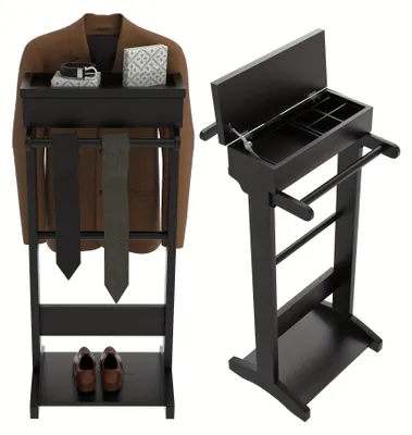 Image de Porte-vêtements pliable - Cintre à vêtements - Étagère à vêtements - Rangement à vêtements - Barre à vêtements - Noir